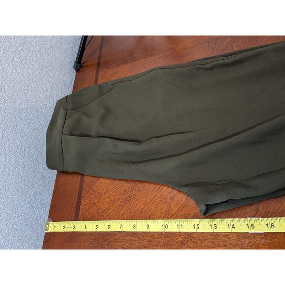 Forever 21 Straight Leg Dress Pants M Olive High Rise Pleated Front Elastic Back - Picture 7 of 9